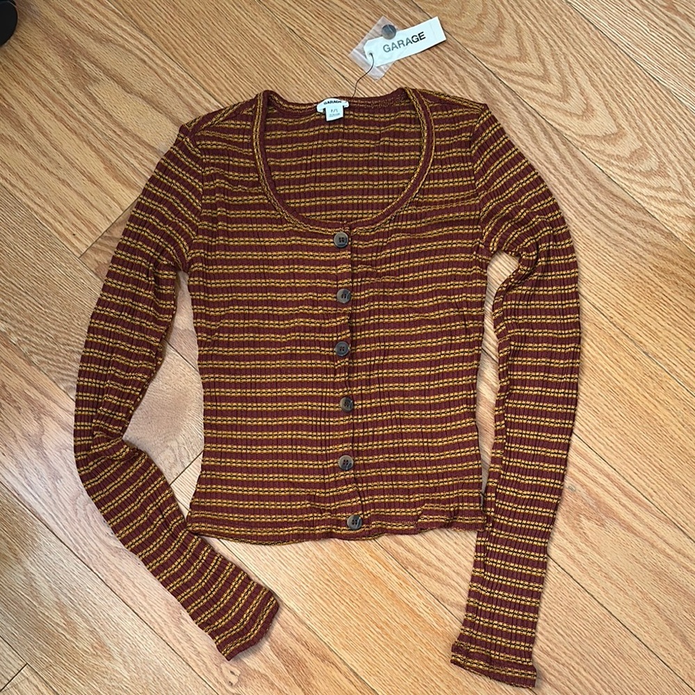 Garage Button-Up Long Sleeve Crop Top - BNWT